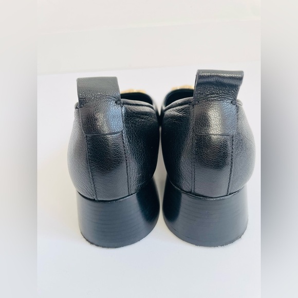 Tory Burch Black Leather Eleanor Logo Plaque square toe pumps 10.5 - Picture 5 of 11